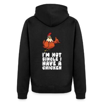 Je ne suis pas célibataire et j’ai un poulet - Veste à capuche bio Premium Unisexe - noir - Dos - Nico (187cm)