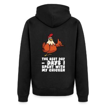 Days I Spent With My Chicken - Unisex Premium Organic Zip Hoodie - black - Back - Nico (187cm)