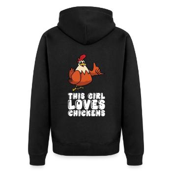 Cette fille aime les poulets - Veste à capuche bio Premium Unisexe - noir - Dos - Nico (187cm)