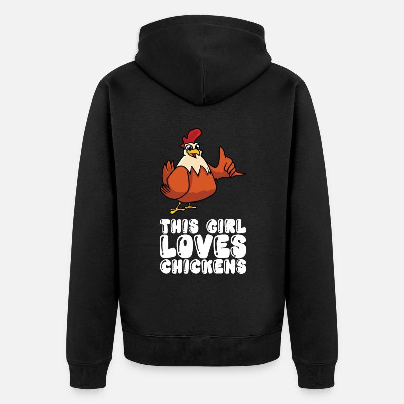 Cette fille aime les poulets - Veste à capuche bio Premium Unisexe - noir