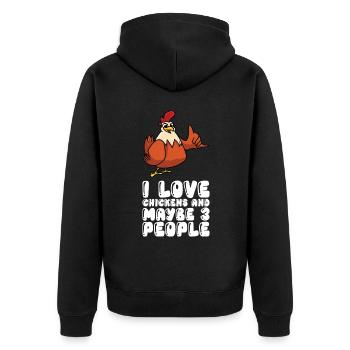 J’adore les poulets et peut-être 3 personnes - Veste à capuche bio Premium Unisexe - noir - Dos - Nico (187cm)