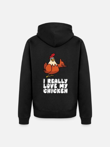 I really love my chicken - Unisex Premium Organic Zip Hoodie - black