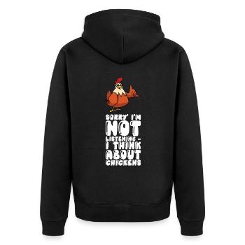 Je n’écoute pas, je pense que les poulets - Veste à capuche bio Premium Unisexe - noir - Dos - Nico (187cm)