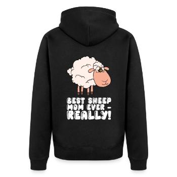 Best Sheep Mother Ever Really - Unisex Premium Organic Zip Hoodie - black - Back - Nico (187cm)