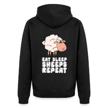 Manger des moutons endormis Répéter - Veste à capuche bio Premium Unisexe - noir - Dos - Nico (187cm)
