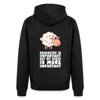 Education is important My sheep is more important - Unisex Premium Organic Zip Hoodie - black - Back - Nico (187cm)