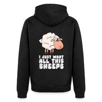Je ne ferai que tous ces moutons - Veste à capuche bio Premium Unisexe - noir - Dos - Nico (187cm)