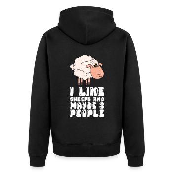 Ich Mag Schafe Und Vielleicht 3 Menschen - Unisex Premium Bio Zip Hoodie - Schwarz - Hinten - Nico (187cm)