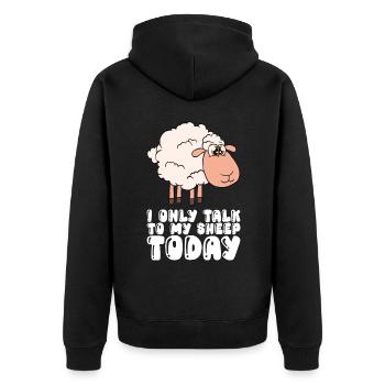 Ich Spreche Heute Nur Mit Meinen Schafen - Unisex Premium Bio Zip Hoodie - Schwarz - Hinten - Nico (187cm)