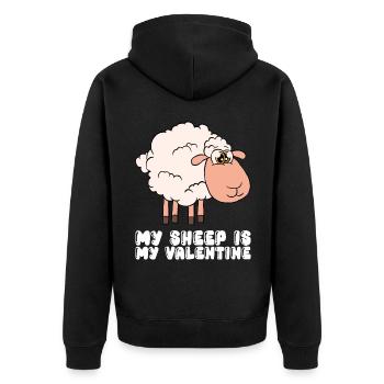 My sheep is my Valentine - Unisex Premium Organic Zip Hoodie - black - Back - Nico (187cm)