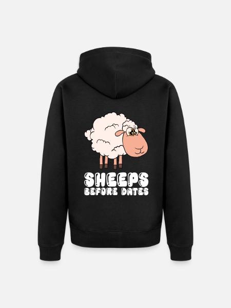 Sheep Before Dates - Unisex Premium Organic Zip Hoodie - black