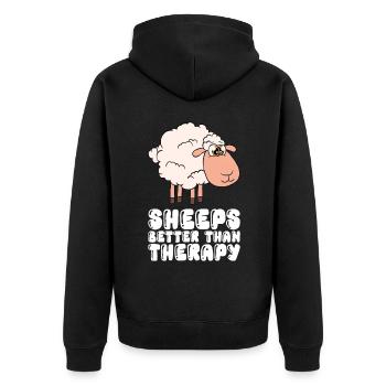 Sheep Are Better Than A Therapy - Unisex Premium Organic Zip Hoodie - black - Back - Nico (187cm)