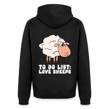 To Do List Love Sheep - Unisex Premium Organic Zip Hoodie - black - Back - Nico (187cm)