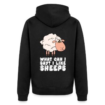 Was Soll Ich Sagen, Ich Mag Schafe - Unisex Premium Bio Zip Hoodie - Schwarz - Hinten - Nico (187cm)