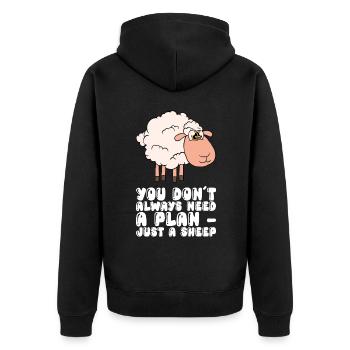 You don't always need a plan, just a sheep - Unisex Premium Organic Zip Hoodie - black - Back - Nico (187cm)