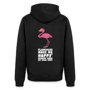 Drôles de graphismes flamants roses - Veste à capuche bio Premium Unisexe - noir - Dos - Nico (187cm)
