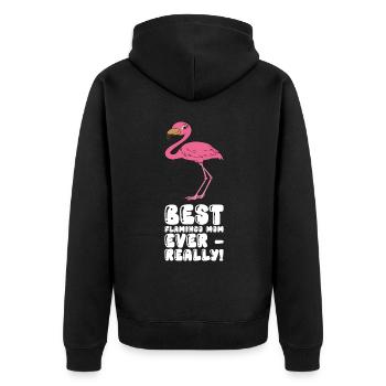 Drôles de graphismes flamants roses - Veste à capuche bio Premium Unisexe - noir - Dos - Nico (187cm)