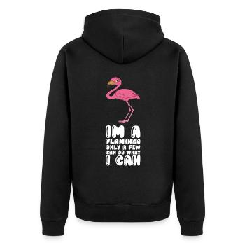 Drôles de graphismes flamants roses - Veste à capuche bio Premium Unisexe - noir - Dos - Nico (187cm)