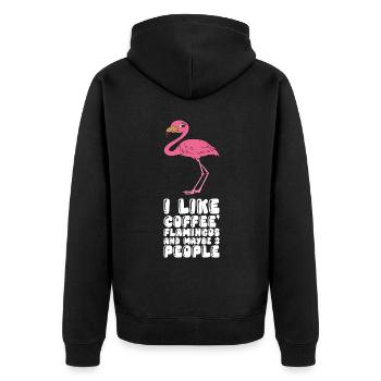 Drôles de graphismes flamants roses - Veste à capuche bio Premium Unisexe - noir - Dos - Nico (187cm)