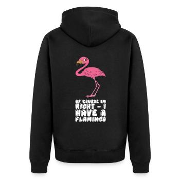 Lustige Flamingo-Grafik - Unisex Premium Bio Zip Hoodie - Schwarz - Hinten - Nico (187cm)
