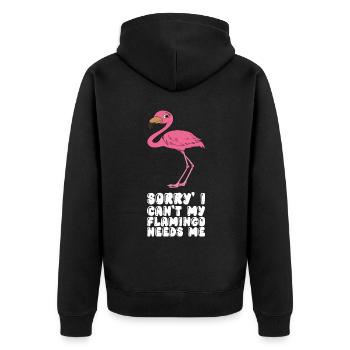 Drôles de graphismes flamants roses - Veste à capuche bio Premium Unisexe - noir - Dos - Nico (187cm)