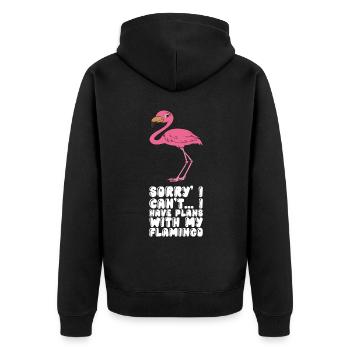 Lustige Flamingo-Grafik - Unisex Premium Bio Zip Hoodie - Schwarz - Hinten - Nico (187cm)