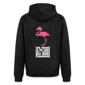 Drôles de graphismes flamants roses - Veste à capuche bio Premium Unisexe - noir - Dos - Nico (187cm)
