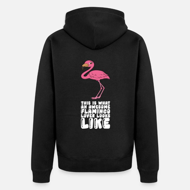 Drôles de graphismes flamants roses - Veste à capuche bio Premium Unisexe - noir