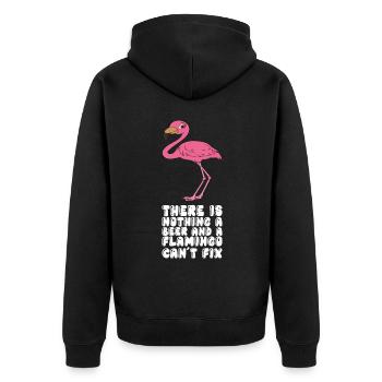 Lustige Flamingo-Grafik - Unisex Premium Bio Zip Hoodie - Schwarz - Hinten - Nico (187cm)