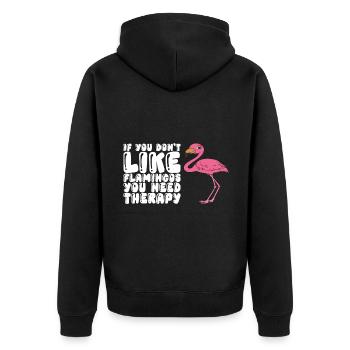Drôles de graphismes flamants roses - Veste à capuche bio Premium Unisexe - noir - Dos - Nico (187cm)