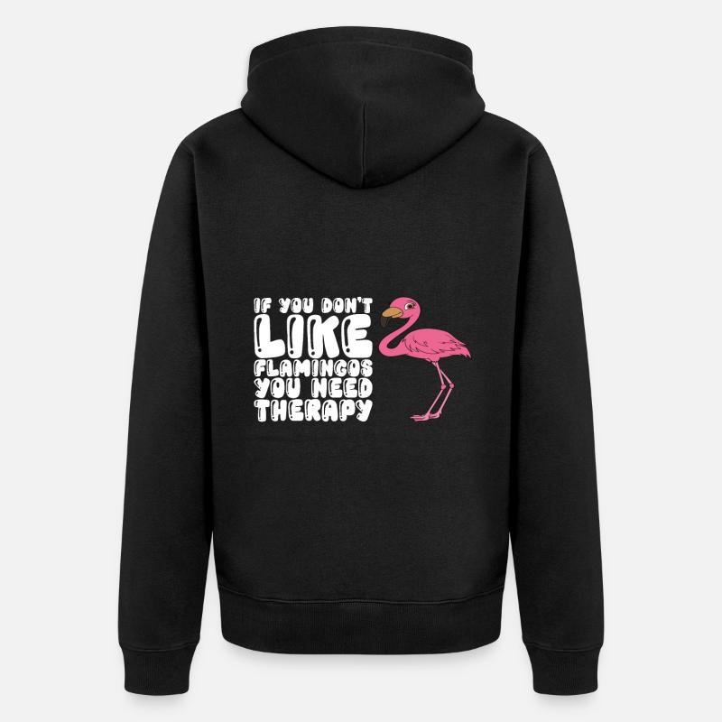 Drôles de graphismes flamants roses - Veste à capuche bio Premium Unisexe - noir