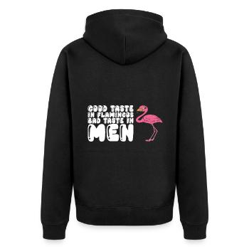 Drôles de graphismes flamants roses - Veste à capuche bio Premium Unisexe - noir - Dos - Nico (187cm)