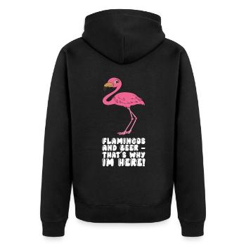 Drôles de graphismes flamants roses - Veste à capuche bio Premium Unisexe - noir - Dos - Nico (187cm)