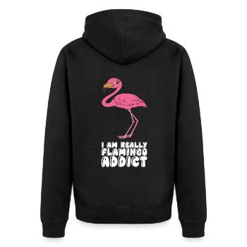 Drôles de graphismes flamants roses - Veste à capuche bio Premium Unisexe - noir - Dos - Nico (187cm)