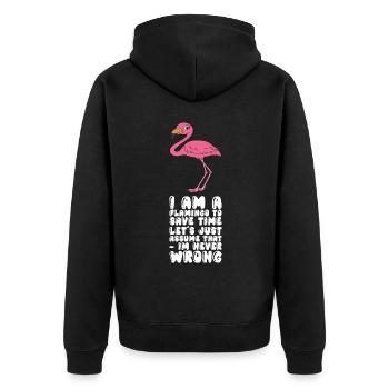 Drôles de graphismes flamants roses - Veste à capuche bio Premium Unisexe - noir - Dos - Nico (187cm)