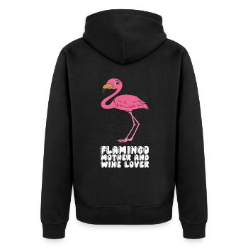Drôles de graphismes flamants roses - Veste à capuche bio Premium Unisexe - noir - Dos - Nico (187cm)