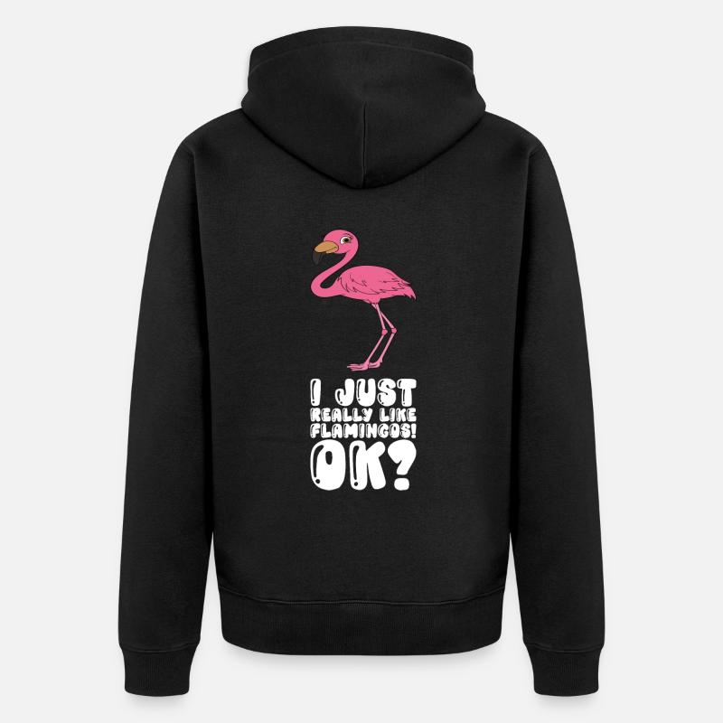 Drôles de graphismes flamants roses - Veste à capuche bio Premium Unisexe - noir