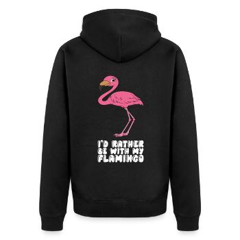 Drôles de graphismes flamants roses - Veste à capuche bio Premium Unisexe - noir - Dos - Nico (187cm)