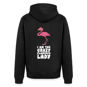 Drôles de graphismes flamants roses - Veste à capuche bio Premium Unisexe - noir - Dos - Nico (187cm)