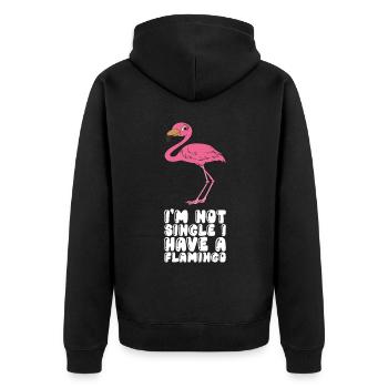 Drôles de graphismes flamants roses - Veste à capuche bio Premium Unisexe - noir - Dos - Nico (187cm)