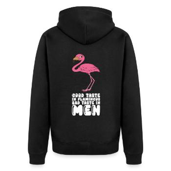 Drôles de graphismes flamants roses - Veste à capuche bio Premium Unisexe - noir - Dos - Nico (187cm)