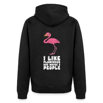 Drôles de graphismes flamants roses - Veste à capuche bio Premium Unisexe - noir - Dos - Nico (187cm)