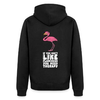 Drôles de graphismes flamants roses - Veste à capuche bio Premium Unisexe - noir - Dos - Nico (187cm)