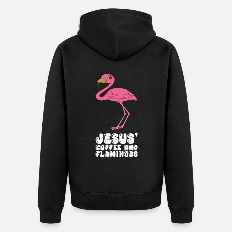 Drôles de graphismes flamants roses - Veste à capuche bio Premium Unisexe - noir