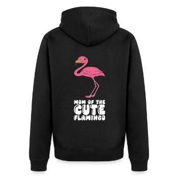 Lustige Flamingo-Grafik - Unisex Premium Bio Zip Hoodie - Schwarz - Hinten - Nico (187cm)