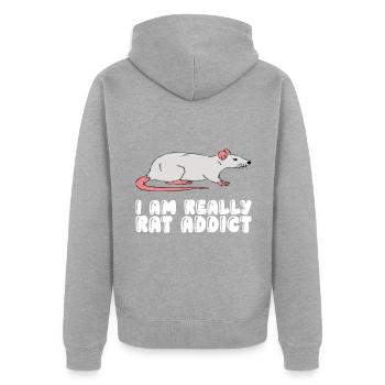 Ich Bin Wirklich Rattenabhängig - Unisex Premium Bio Zip Hoodie - Grau meliert - Hinten - Nico (187cm)