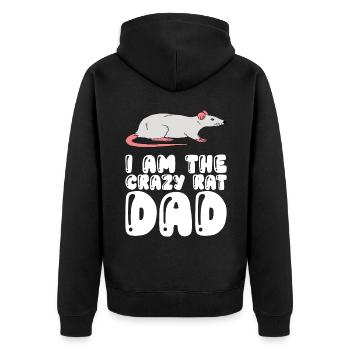 I Am The Crazy Rat Father - Unisex Premium Organic Zip Hoodie - black - Back - Nico (187cm)