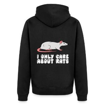 Ich Interessiere Mich Nur Für Ratten - Unisex Premium Bio Zip Hoodie - Schwarz - Hinten - Nico (187cm)