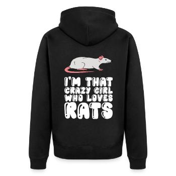 Je suis la fille folle qui aime les rats - Veste à capuche bio Premium Unisexe - noir - Dos - Nico (187cm)