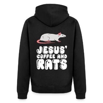 Jésus, le café et les rats - Veste à capuche bio Premium Unisexe - noir - Dos - Nico (187cm)